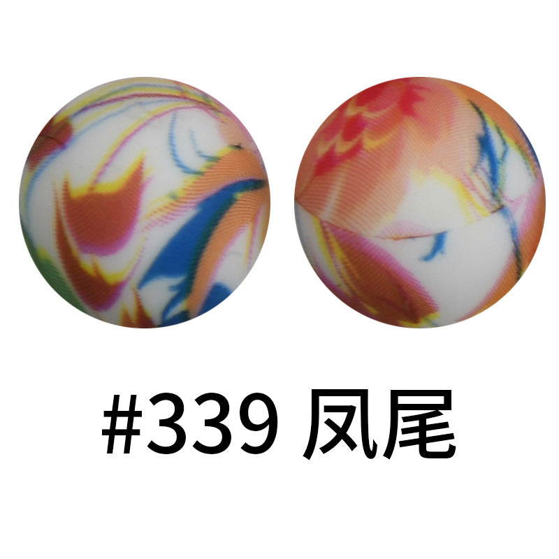 Wholesale 50pcs 16mm Print Silicone Beads Colorful Silicone Water Transfer Beads